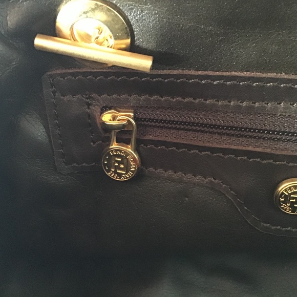 FENDI rare vintage handbag brown quilted velvet with gold handles - Picture 11 of 16